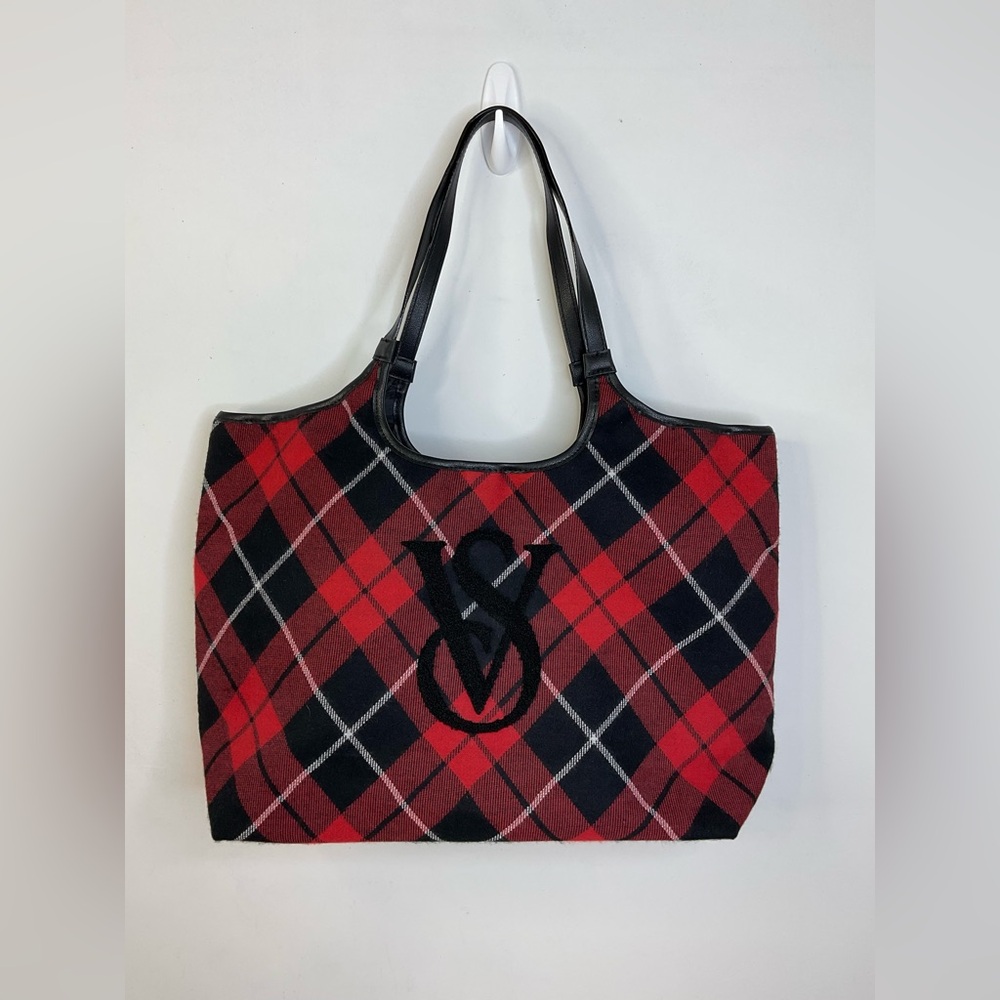 Victoria’s Secret Red and Black Plaid Tote Bag